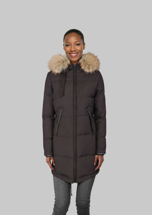 Cion fake fur trim brown/black Clermonte