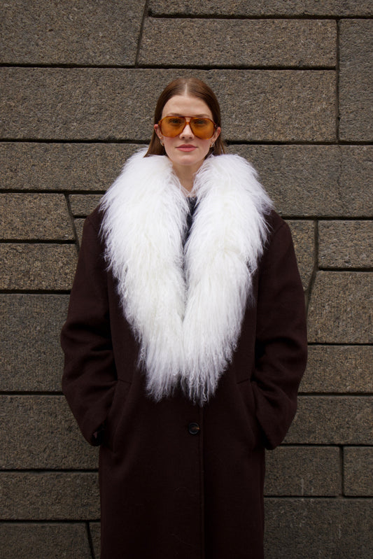 Margareth Natural Tibet Lamb Collar Clermonte