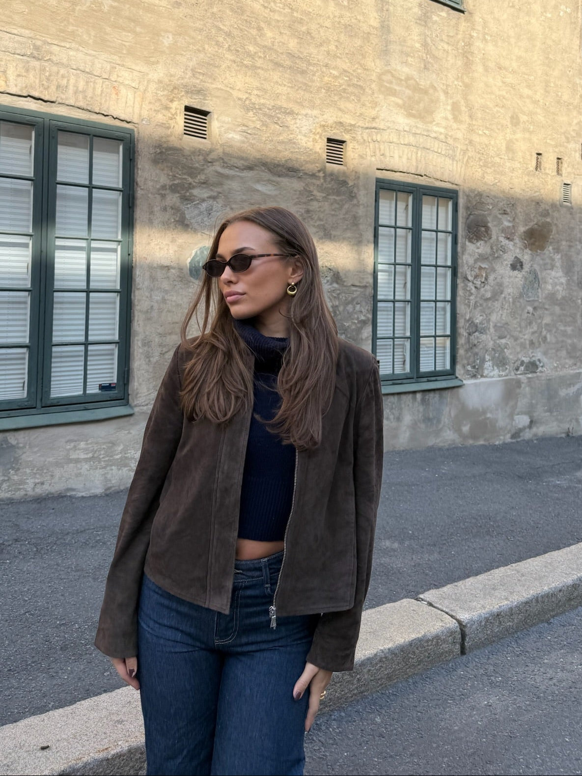 Chloe Suede Jacket Brown Clermonte