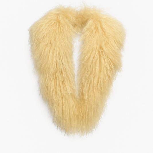 Margareth Natural Tibet Lamb Collar Soft Yellow Clermonte