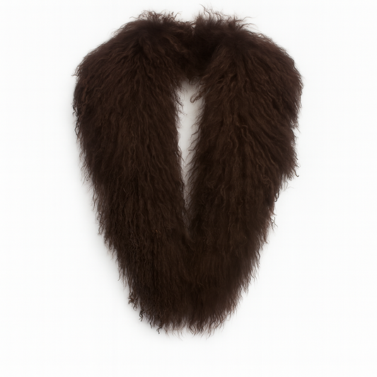 Margareth Natural Tibet Lamb Collar Brown Clermonte