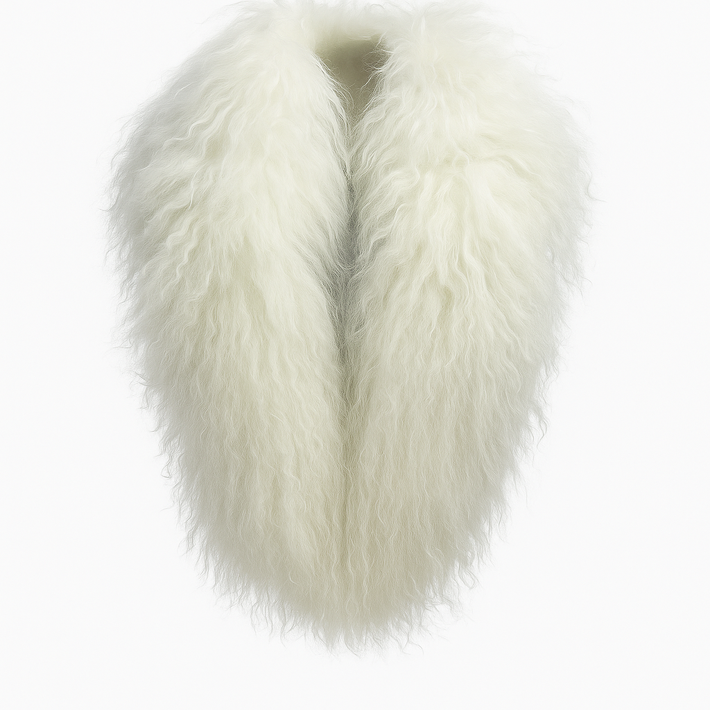 Margareth Natural Tibet Lamb Collar White Clermonte