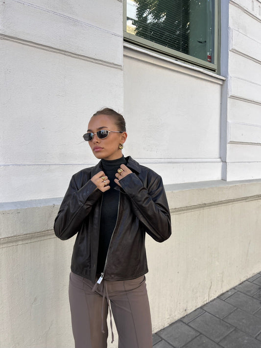 Chloe Leather Jacket Brown Clermonte