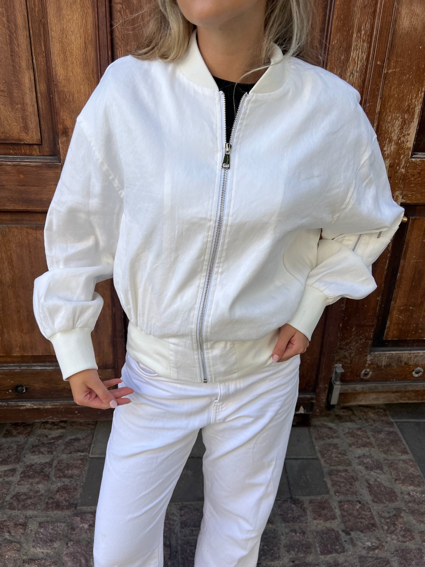 Gine Bomber Jacket White Clermonte