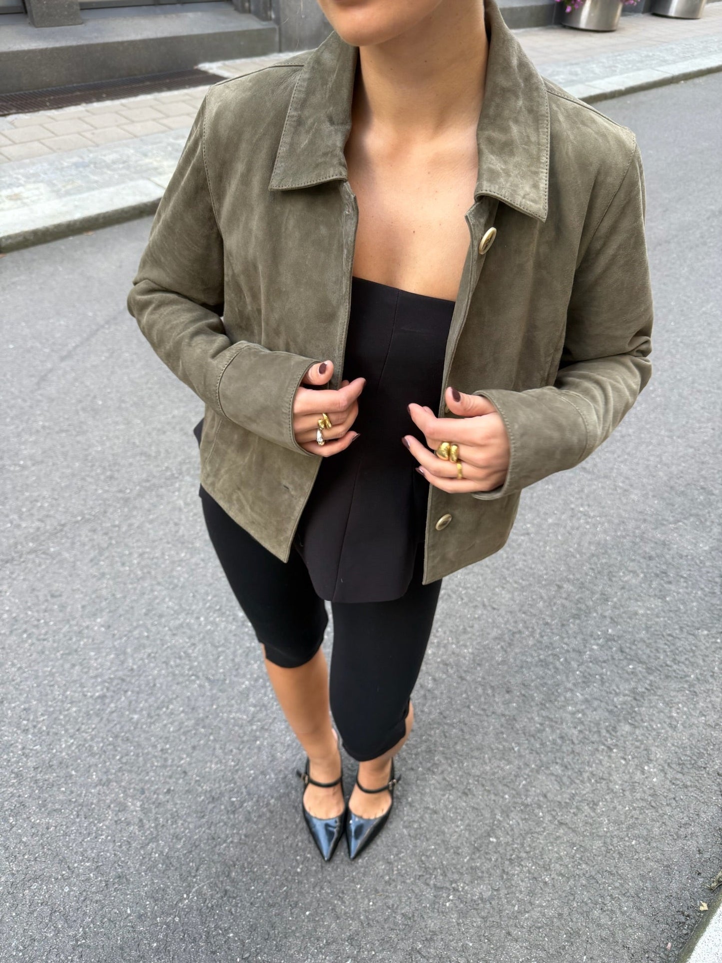 Ally Suede Jacket Olive Clermonte