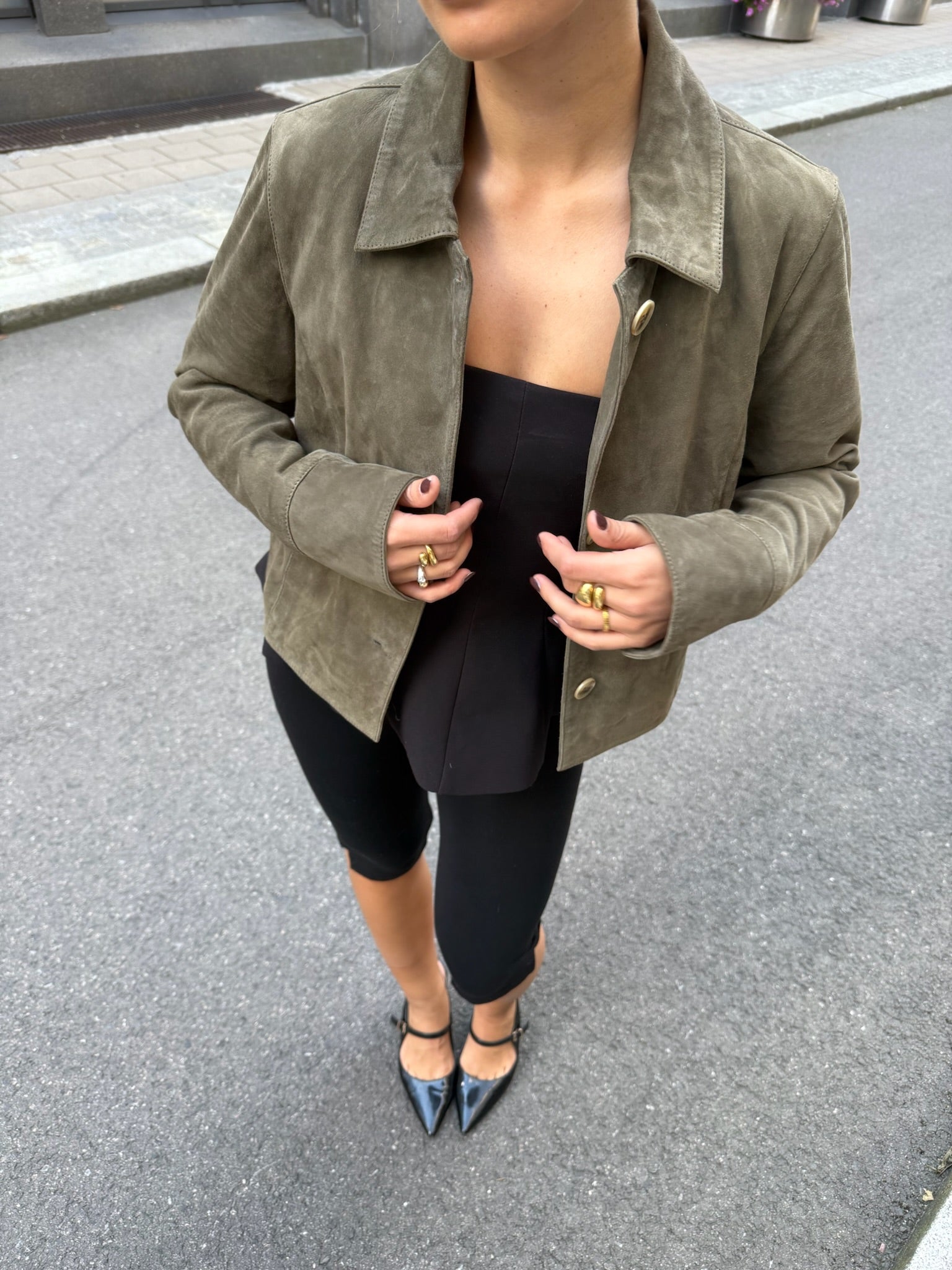 Ally Suede Jacket Olive Clermonte