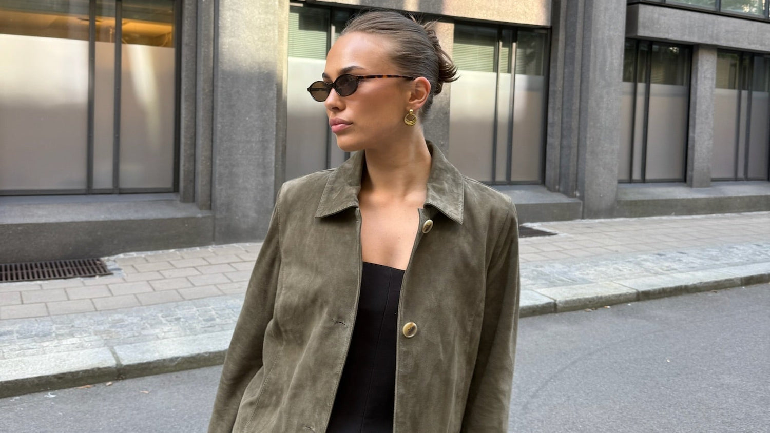 Ally Suede Jacket Olive Clermonte