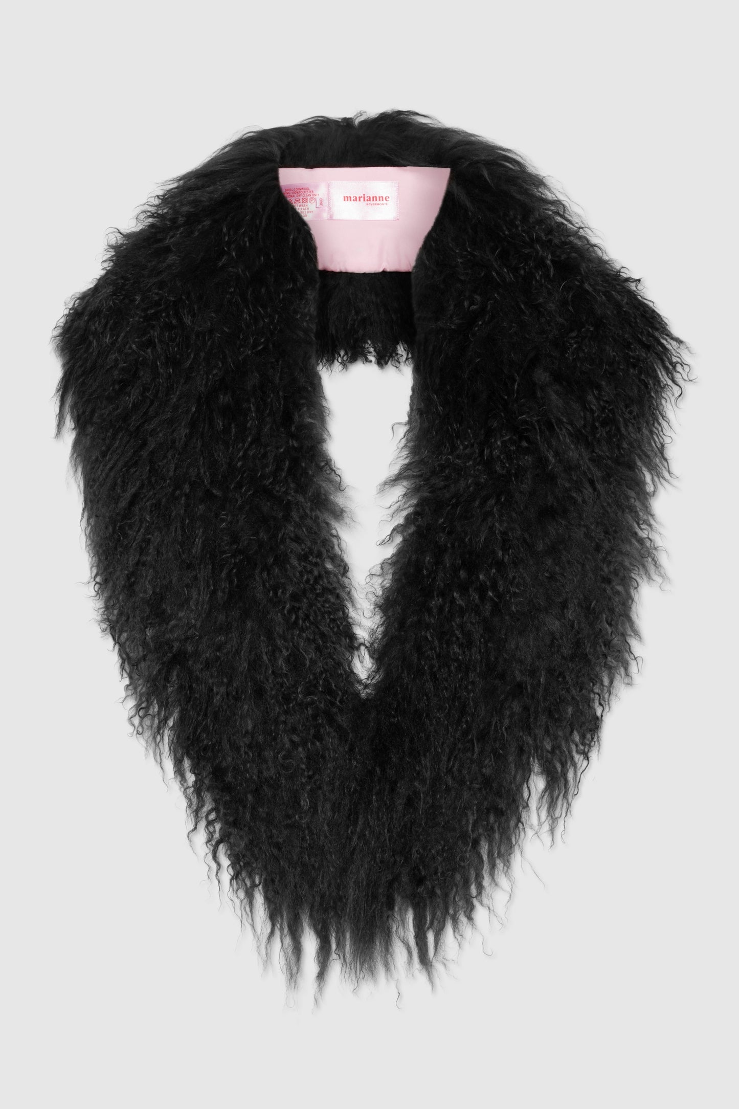 Margareth Natural Tibet Lamb Collar Black Clermonte