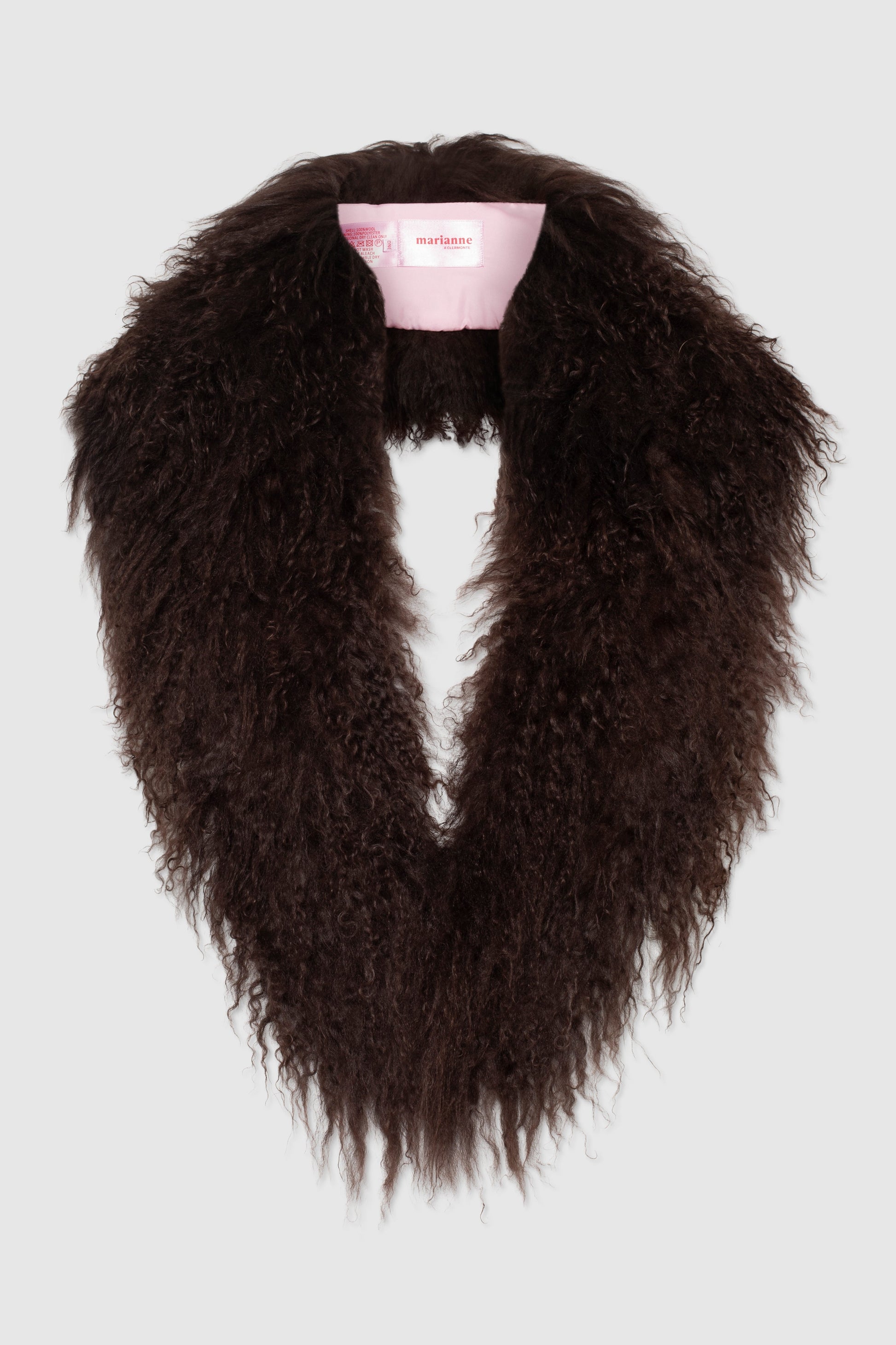 Margareth Natural Tibet Lamb Collar Brown Clermonte