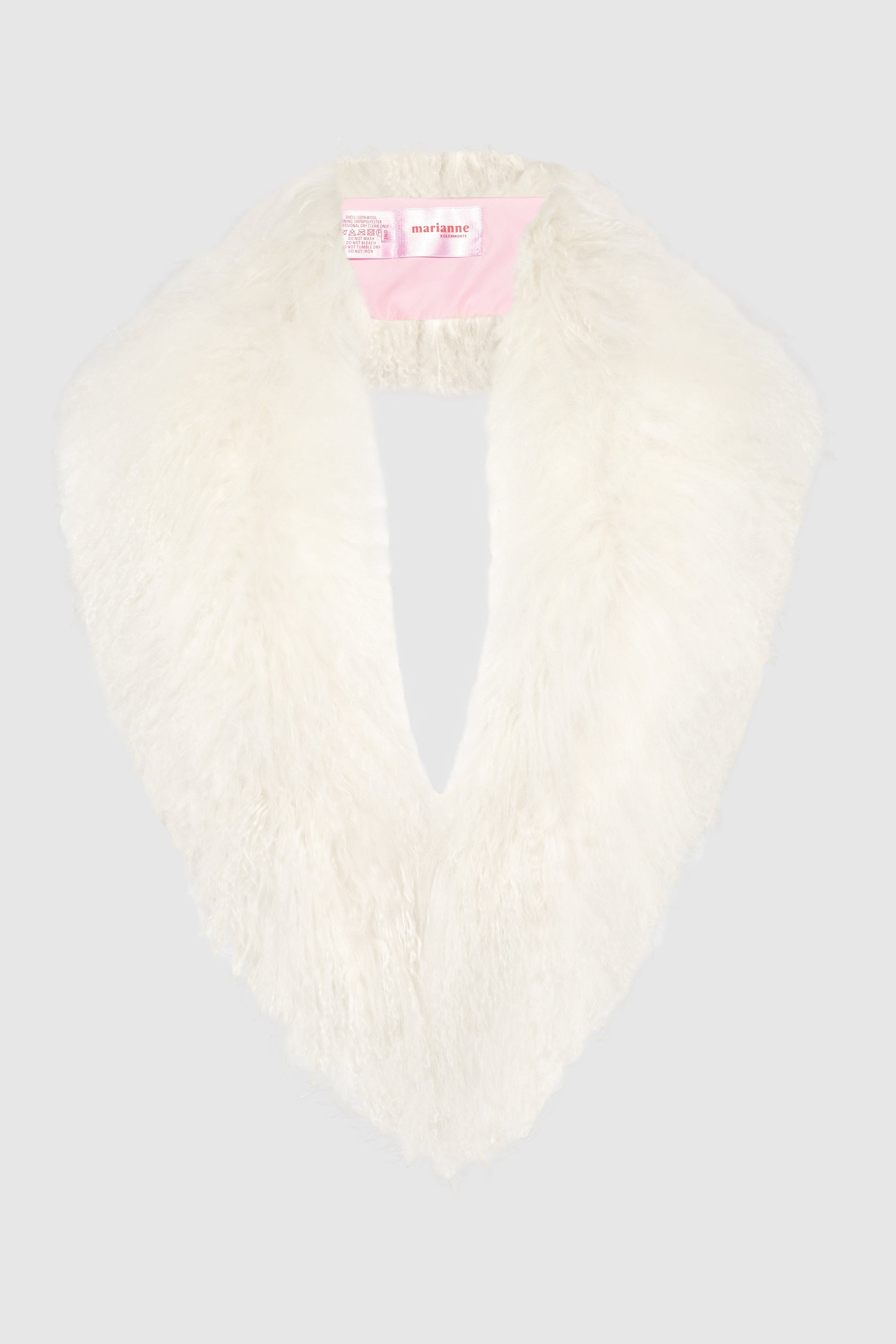 Margareth Natural Tibet Lamb Collar White Clermonte